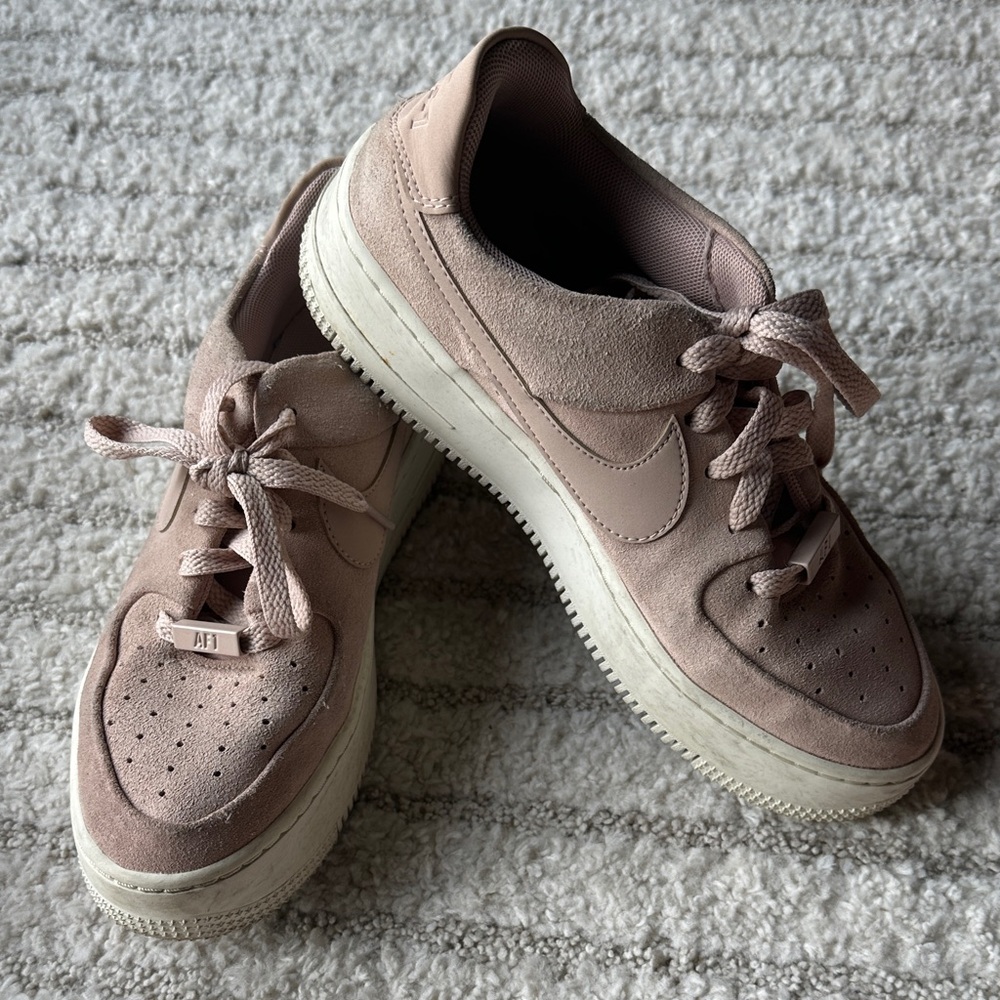 Nike Women's Blush Pink Suede Air Force 1 Sneakers